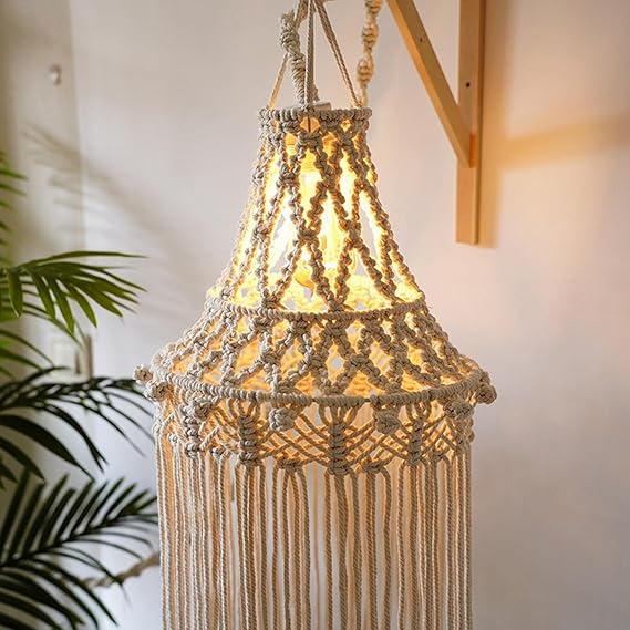 Macrame Hanging Lampshade For Home 30 inches - Leechoo